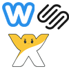 Weebly, SquareSpace and Wix logos